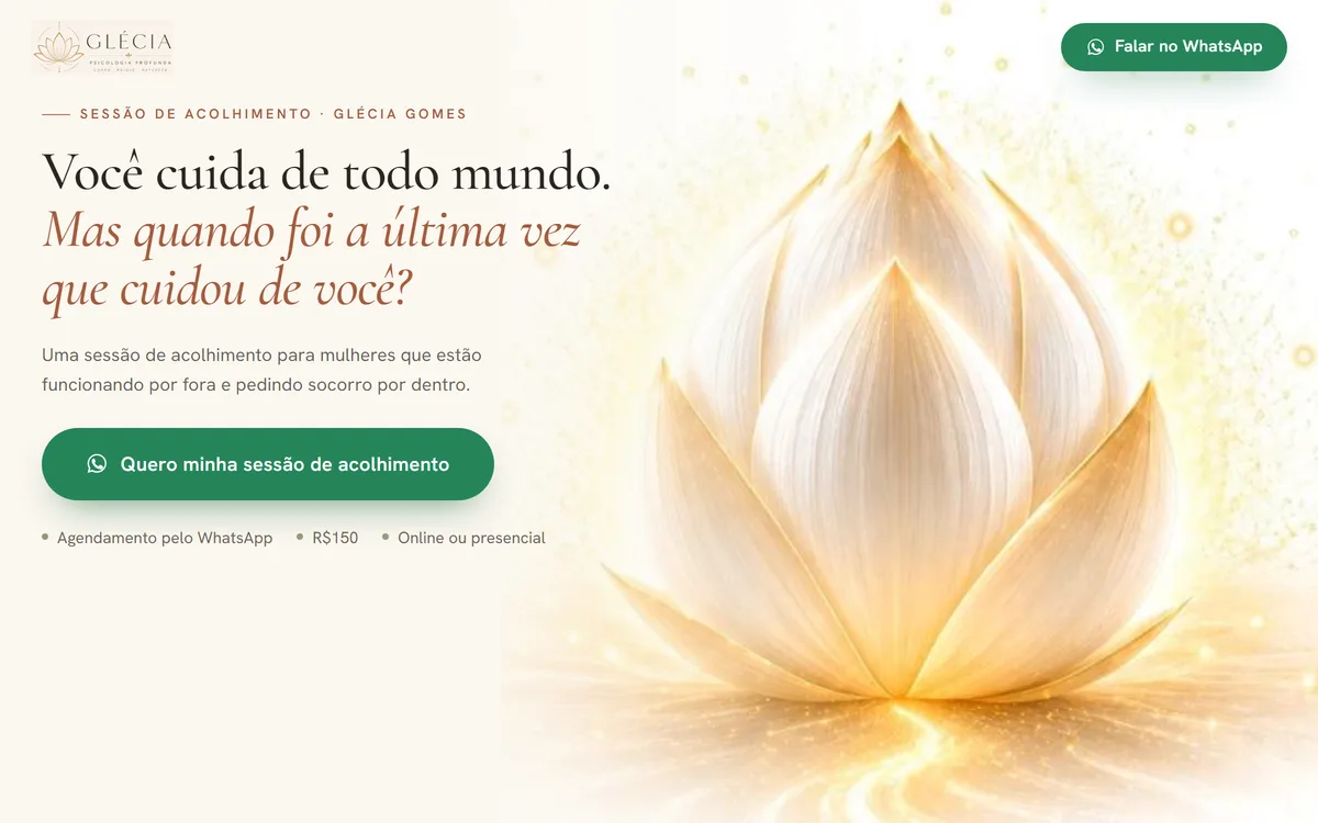 Site Glécia Gomes no computador