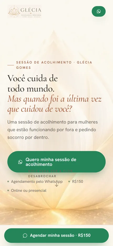 Site Glécia Gomes no celular