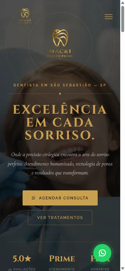 Site Macri Odonto Prime no celular
