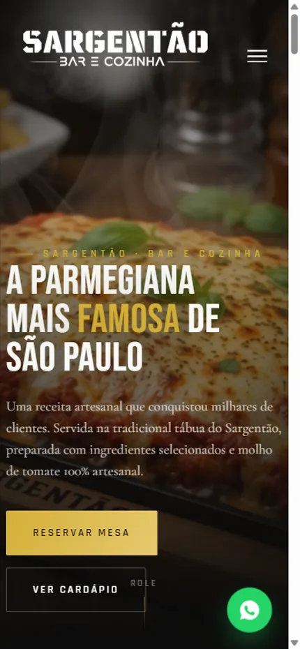 Site Sargentão Bar & Cozinha no celular